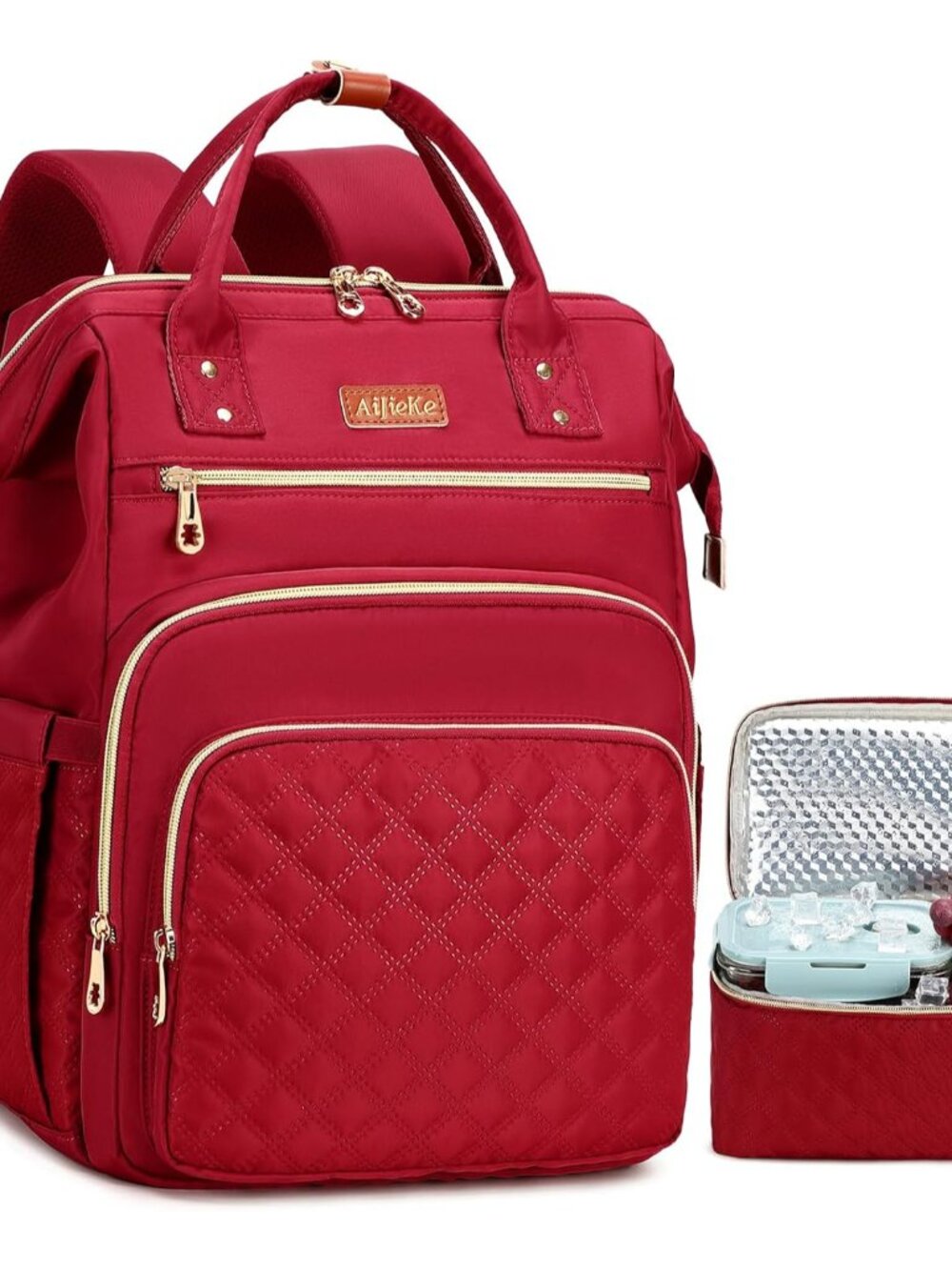 Lunch Backpack for Women, 15.6 Inch Laptop Backpack with Detachable Insulated Co